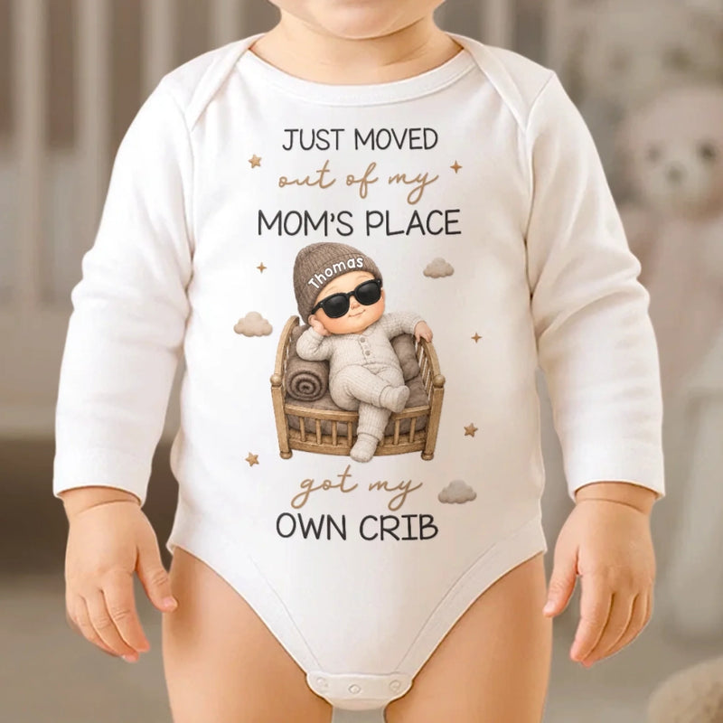 Custom Long Sleeve Baby Onesie - Personalized Christmas Baby Shower, Gender Reveal Gifts For New Moms, New Dads, New Parents - Living In My Own Crib