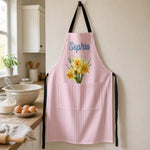 Custom Apron With Pocket - Personalized Birthday Gifts For Wife, Daughter, Besties, Sisters, Granddaughter, Grandma, Mom, Yourself - My Favorite Floral Kitchen Piece