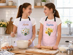 Custom Apron With Pocket - Personalized Birthday Gifts For Wife, Daughter, Besties, Sisters, Granddaughter, Grandma, Mom, Yourself - My Favorite Floral Kitchen Piece