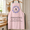 Custom Apron With Pocket - Personalized Birthday Gifts For Wife, Daughter, Besties, Sisters, Granddaughter, Grandma, Mom, Yourself - Flavors Cooked With Birth Flowers
