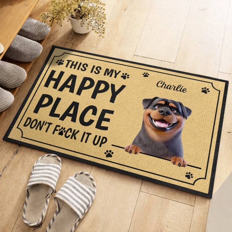 Custom Home Decor Decorative Mat - Personalized Birthday Gifts For Dog Cat Lovers, Dog Dad And Mom, Cat Owners - Living With My Fur Besties