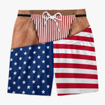 Custom Funny Patriotic Men Swim Trunks - Personalized Summer Vacation And Travel Gifts For Husband, Son, Grandson, Brother, Grandpa, Dad, Yourself - Forever Chasing Coastal Vibes