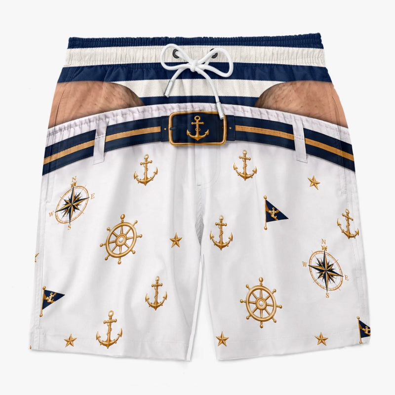 Custom Funny Men Swim Trunks - Personalized Summer Vacation And Travel Gifts For Husband, Son, Grandson, Brother, Grandpa, Dad, Yourself - Coastal Vibes