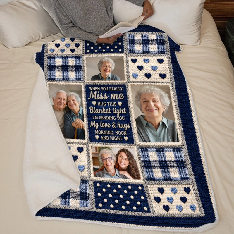 Custom Photo Blanket - Personalized Memorial Sympathy Gifts For Loss Of Mom, Dad - Wrapped In My Love Always Today