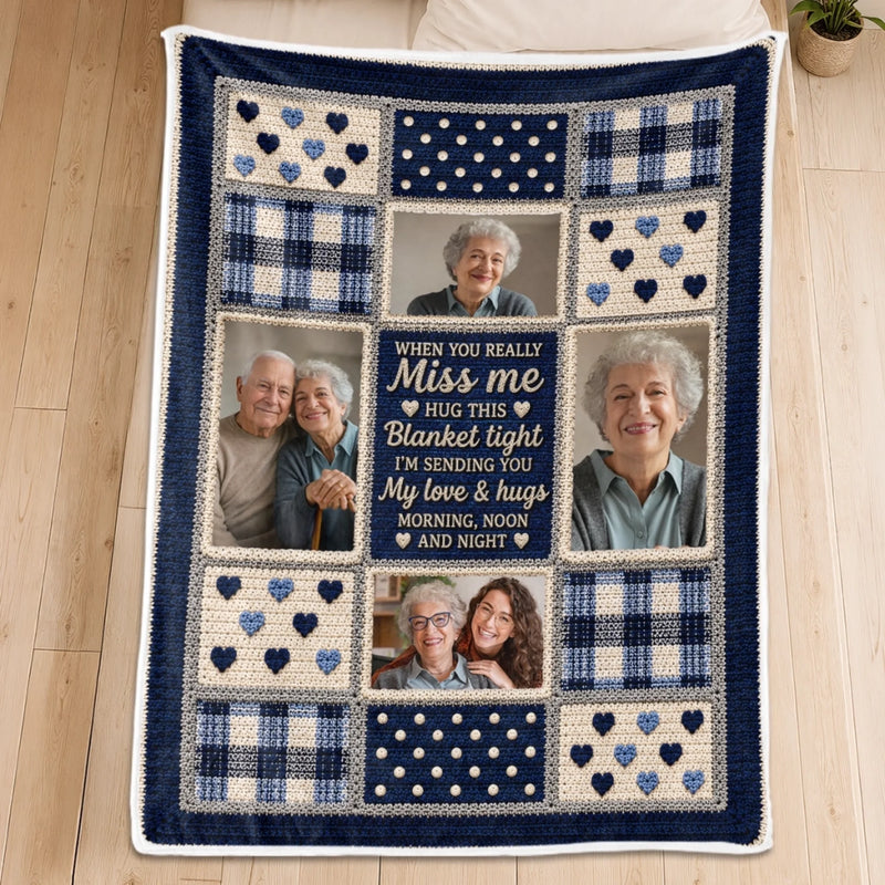Custom Photo Blanket - Personalized Memorial Sympathy Gifts For Loss Of Mom, Dad - Wrapped In My Love Always Today
