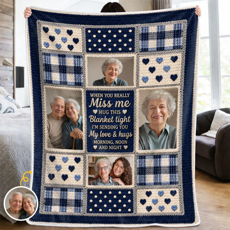 Custom Photo Blanket - Personalized Memorial Sympathy Gifts For Loss Of Mom, Dad - Wrapped In My Love Always Today