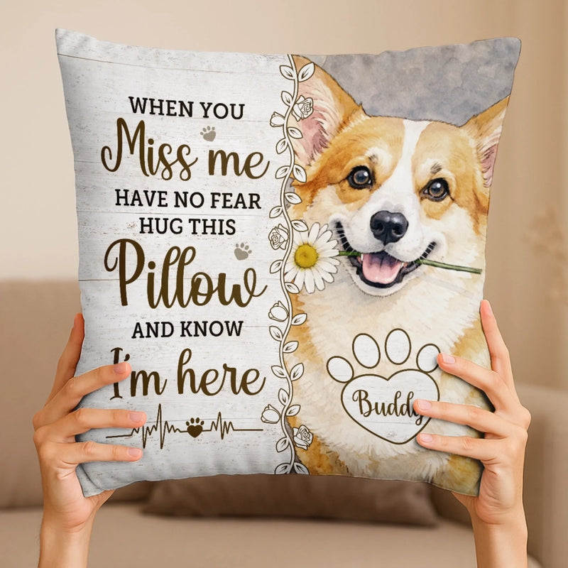 Custom Photo Pillow - Personalized Pet Memorial Sympathy Gifts For Dogs, Cats - Forever Live In Your Warm Hugs