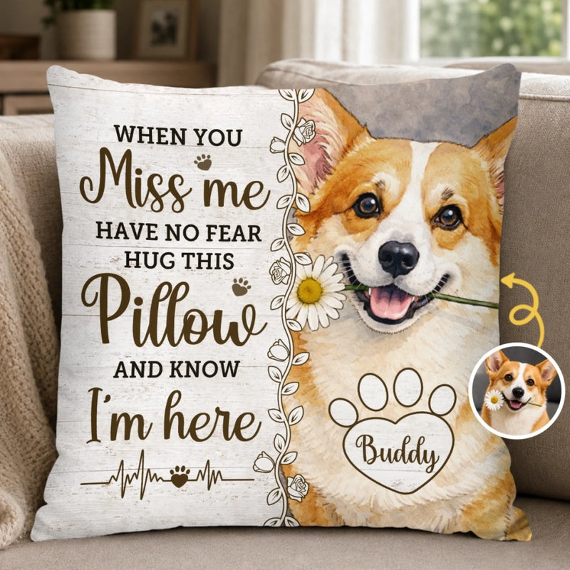 Custom Photo Pillow - Personalized Pet Memorial Sympathy Gifts For Dogs, Cats - Forever Live In Your Warm Hugs