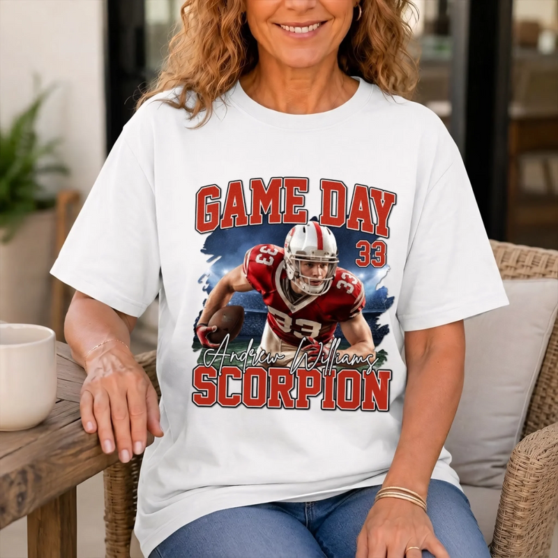 Custom Photo America Football Comfort T-Shirt - Personalized Birthday Gifts For Mom, Dad, America Football Lovers, Sports Fans, Sports Lovers - Game Day