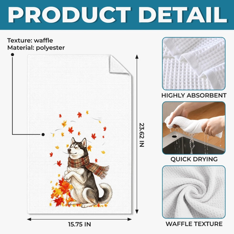 Custom Photo Kitchen Towel - Personalized Birthday Gifts For Dog Cat Lovers, Dog Dad And Mom, Cat Owners - Fall Days Furry Friends