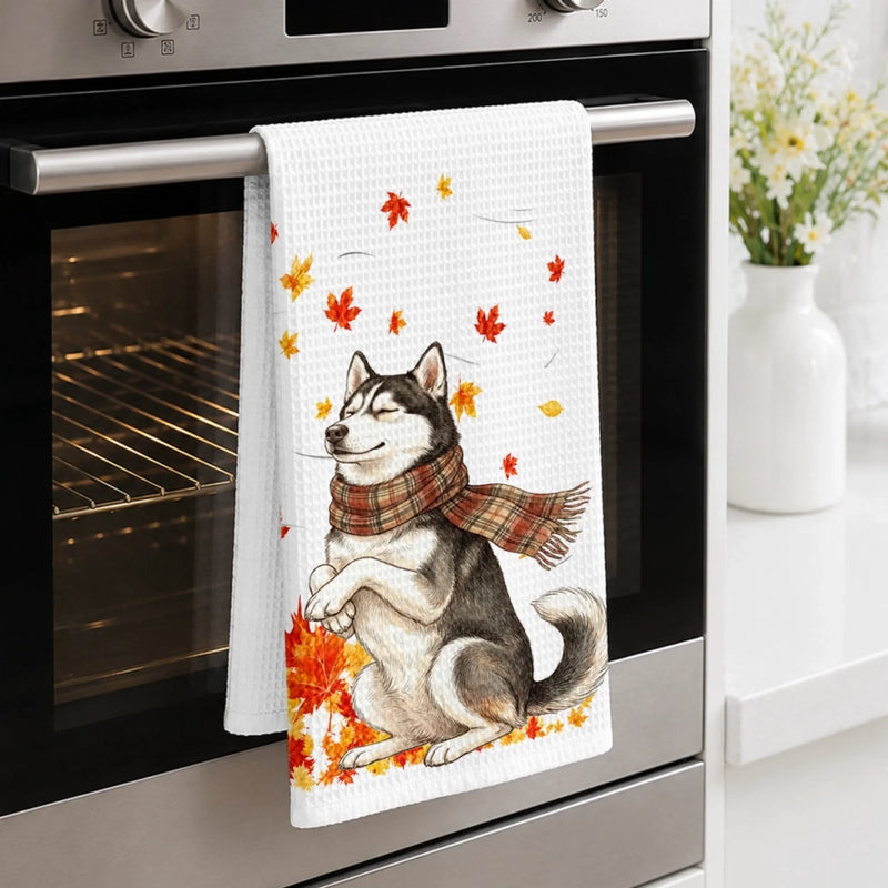 Custom Photo Kitchen Towel - Personalized Birthday Gifts For Dog Cat Lovers, Dog Dad And Mom, Cat Owners - Fall Days Furry Friends