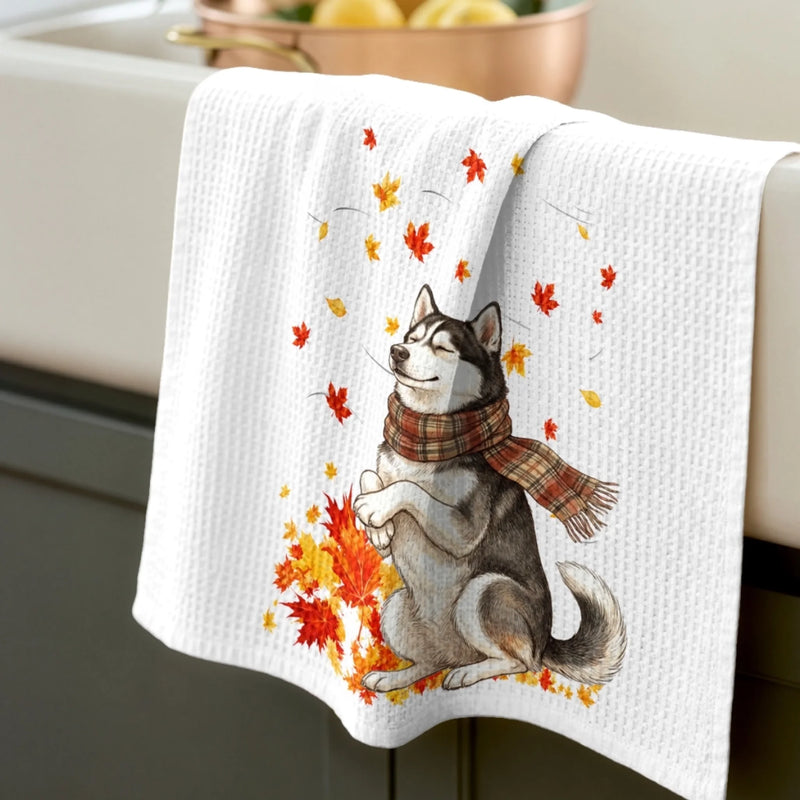 Custom Photo Kitchen Towel - Personalized Birthday Gifts For Dog Cat Lovers, Dog Dad And Mom, Cat Owners - Fall Days Furry Friends