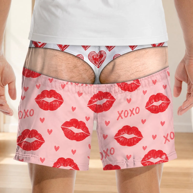 Custom Funny Casual Shorts - Personalized Birthday Gifts For Husband, Son, Grandson, Brother, Grandpa, Dad, Yourself - Free The Cheek For Love