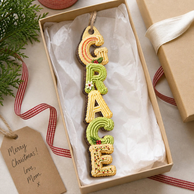 Custom Letter Wooden Ornament - Personalized Christmas Birthday Gifts For Mom, Dad, Brother, Sister - Baked With Love Just For You
