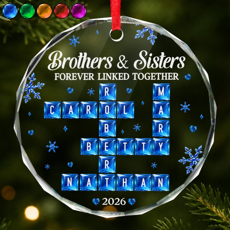 Custom Circle Glass Ornament - Personalized Christmas Birthday Gifts For Mom, Dad, Brother, Sister - Partners In Every Adventure
