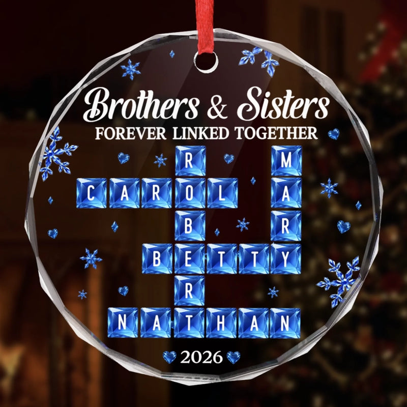 Custom Circle Glass Ornament - Personalized Christmas Birthday Gifts For Mom, Dad, Brother, Sister - Partners In Every Adventure