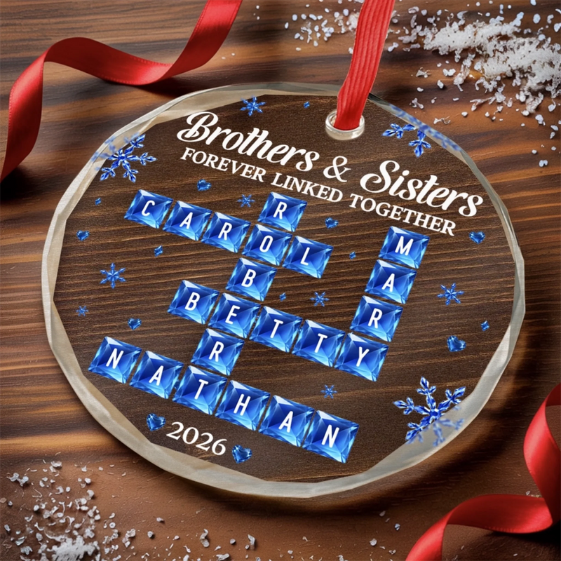 Custom Circle Glass Ornament - Personalized Christmas Birthday Gifts For Mom, Dad, Brother, Sister - Partners In Every Adventure