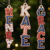 Custom Letter Wooden Ornament - Personalized America 250th Anniversary Christmas Gifts For Mom, Dad, Brother, Sister - Patriotic Pride On The Tree