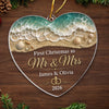 Custom First Christmas Acrylic Ornament - Personalized Anniversary Christmas Wedding Gifts For Husband And Wife, Him And Her - Our Waves Of Love Forevermore