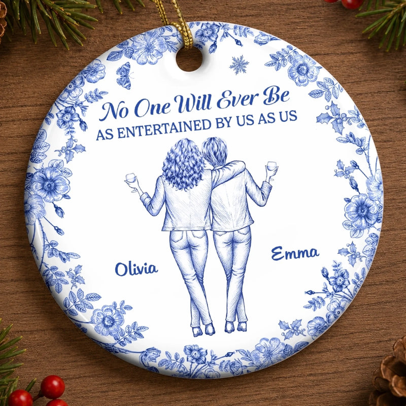 Custom Ceramic Ornament - Personalized Best Friend Christmas Birthday Gifts For Women, Besties, Sisters, BFF - Good Vibes Great Memories