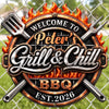 Custom BBQ Shaped Metal Sign - Personalized Grilling Gifts For BBQ Lovers, Husband, Son, Grandson, Brother, Grandpa, Dad, Yourself - Grill Smoke Good Times