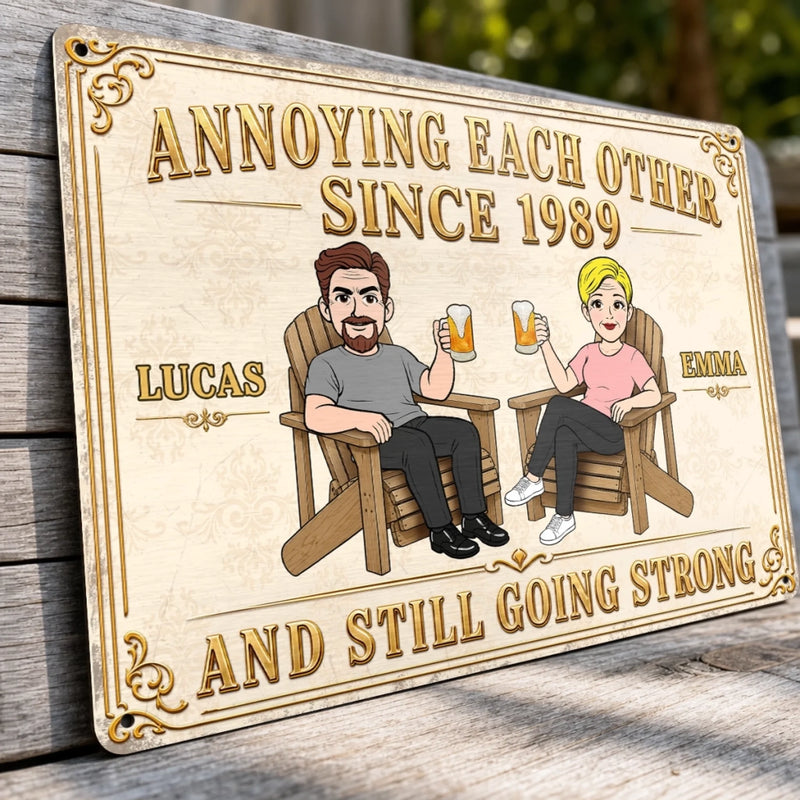 Custom Home Decor Metal Sign - Personalized Anniversary Wedding Gifts For Husband And Wife, Him And Her - Good Times, Cold Drinks, Happy Heart