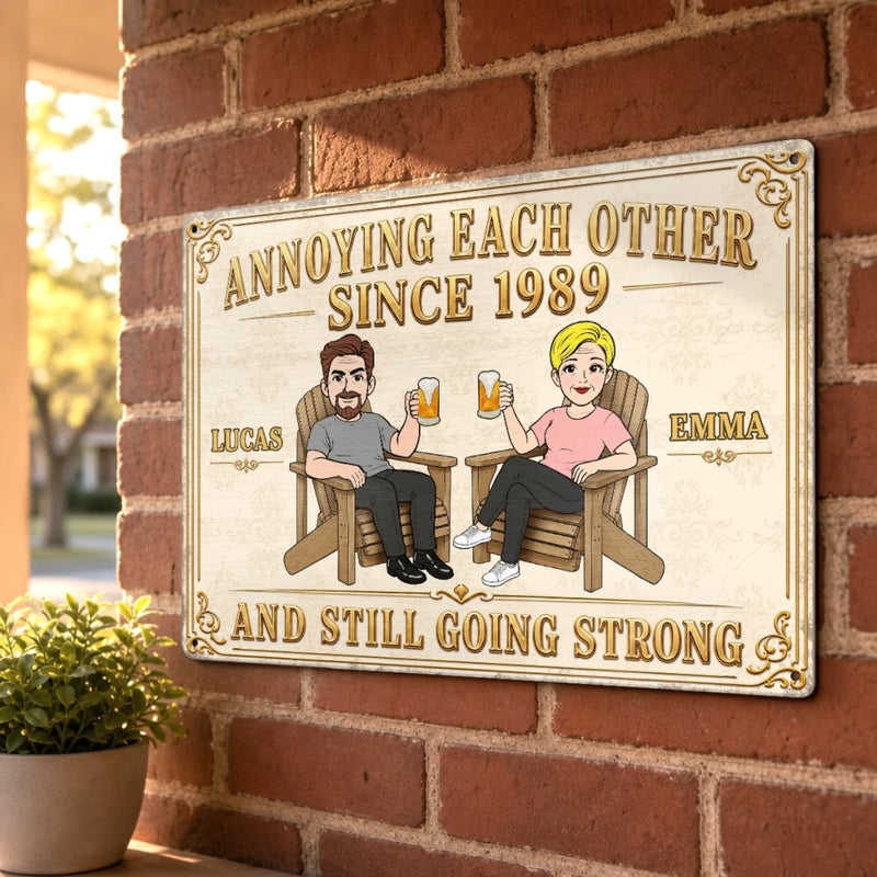 Custom Home Decor Metal Sign - Personalized Anniversary Wedding Gifts For Husband And Wife, Him And Her - Good Times, Cold Drinks, Happy Heart