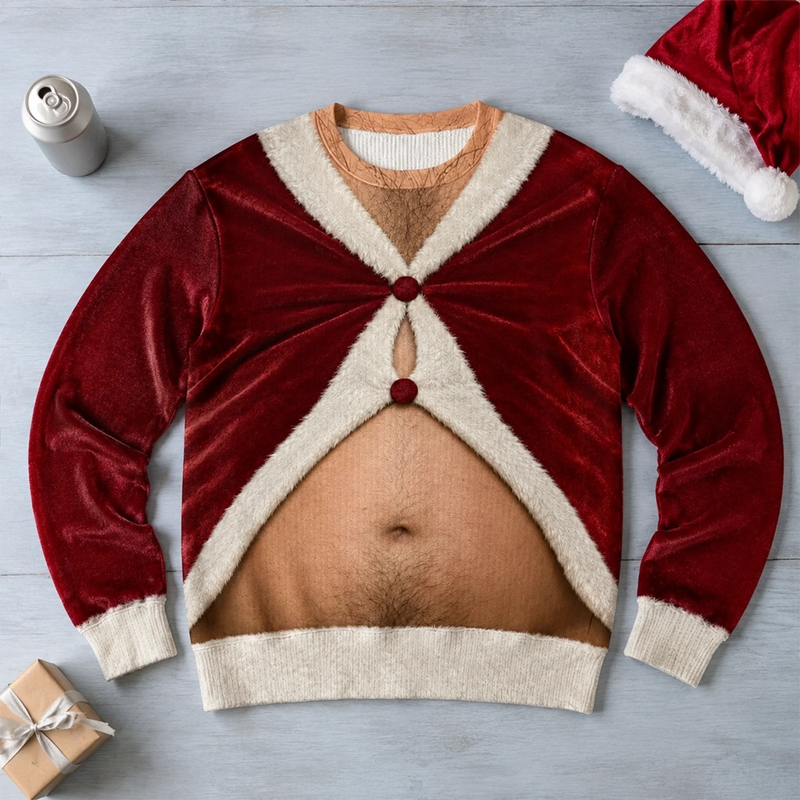 Custom Funny Unisex Ugly Sweatshirt - Personalized Birthday Gifts For Husband, Son, Grandson, Brother, Grandpa, Dad, Yourself - Santa Favorite Trouble Maker