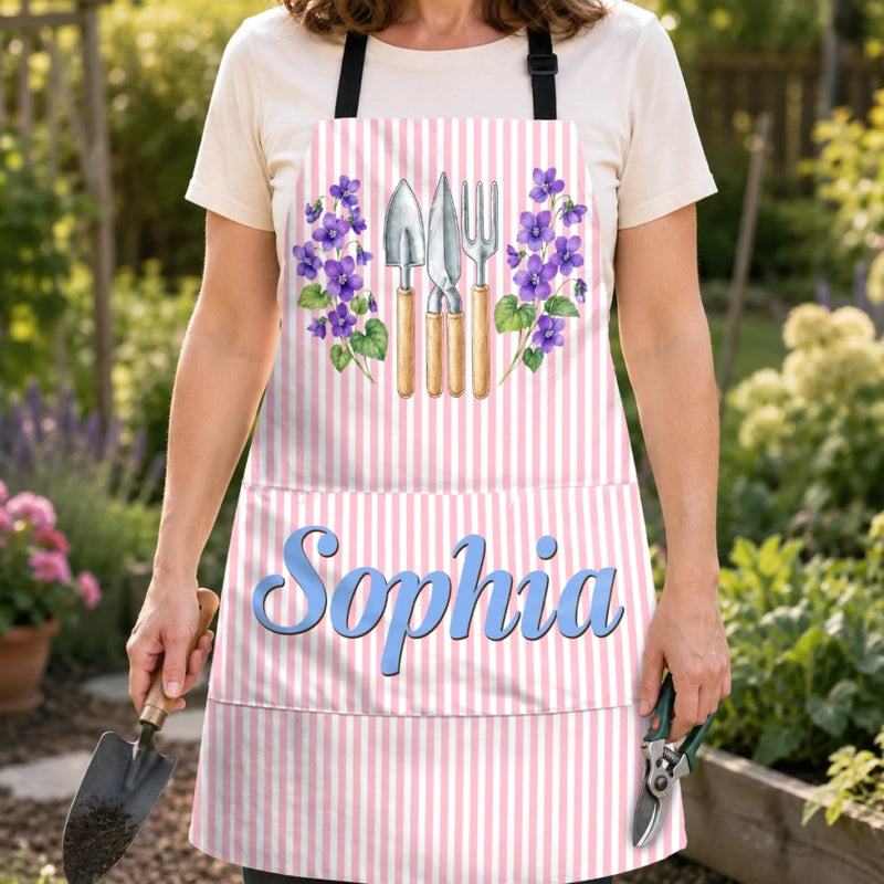 Custom Apron With Pocket - Personalized Birthday Garden Gifts For Gardeners - My Garden, My Botanical Paradise