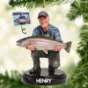 Custom Photo Acrylic Ornament - Personalized Christmas Birthday Fishing Gifts For Fisherman - Born To Fish Forced To Work