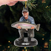 Custom Photo Acrylic Ornament - Personalized Christmas Birthday Fishing Gifts For Fisherman - Born To Fish Forced To Work