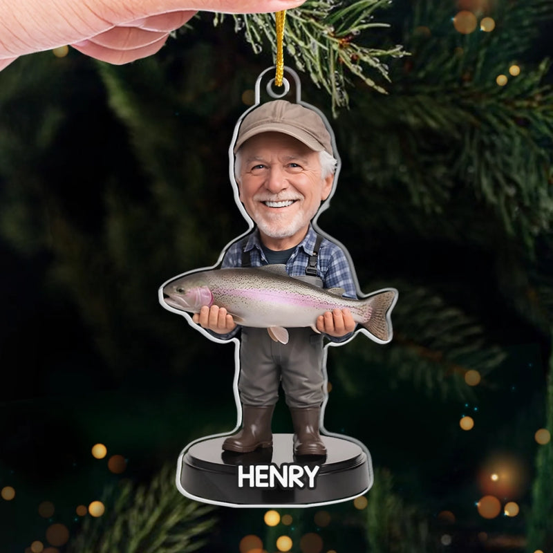 Custom Photo Acrylic Ornament - Personalized Christmas Birthday Fishing Gifts For Fisherman - Reel Good Times With Best Catch
