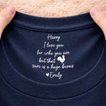 Custom Inside Neck Print T-Shirt - Personalized Anniversary Wedding Gifts For Husband And Wife, Him And Her - Two Hearts One Home