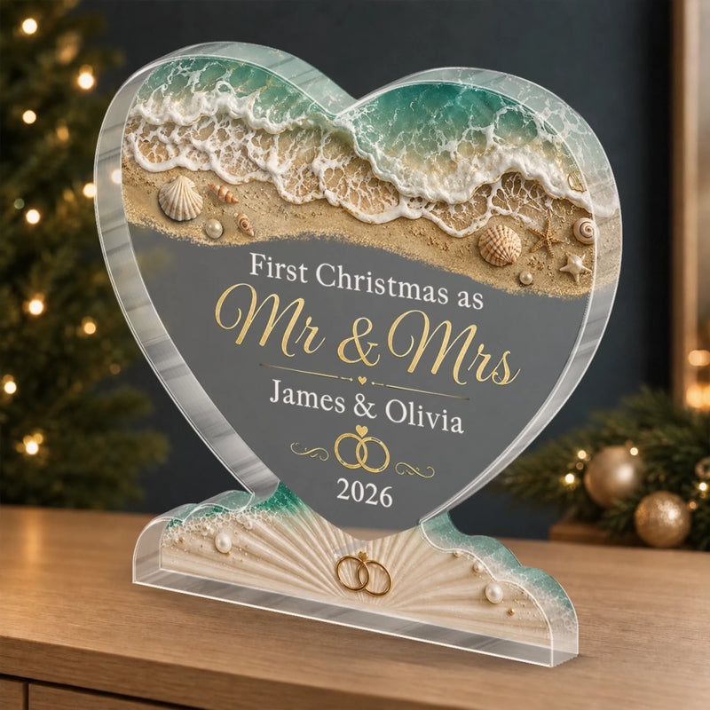 Custom First Christmas Acrylic Plaque - Personalized Anniversary Christmas Wedding Gifts For Husband And Wife, Him And Her - The Start Of Forever Together Always