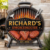 Custom BBQ Shaped Metal Sign - Personalized Grilling Gifts For BBQ Lovers, Husband, Son, Grandson, Brother, Grandpa, Dad, Yourself - Grill Chill Repeat