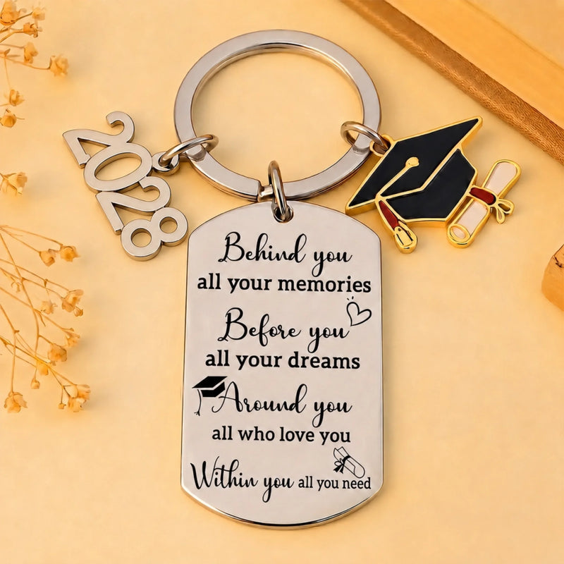 Cherished Memories, Bright Dreams, Endless Love - Family Personalized Custom Engraved Graduation Keychain - Graduation Gift For Family Members, Siblings, Brothers, Sisters
