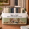 Custom Storage Basket - Personalized Bookish Gifts For Book Lovers, Bookworms, Dog Lovers, Dog Mom - Surrounded By Books & Dogs