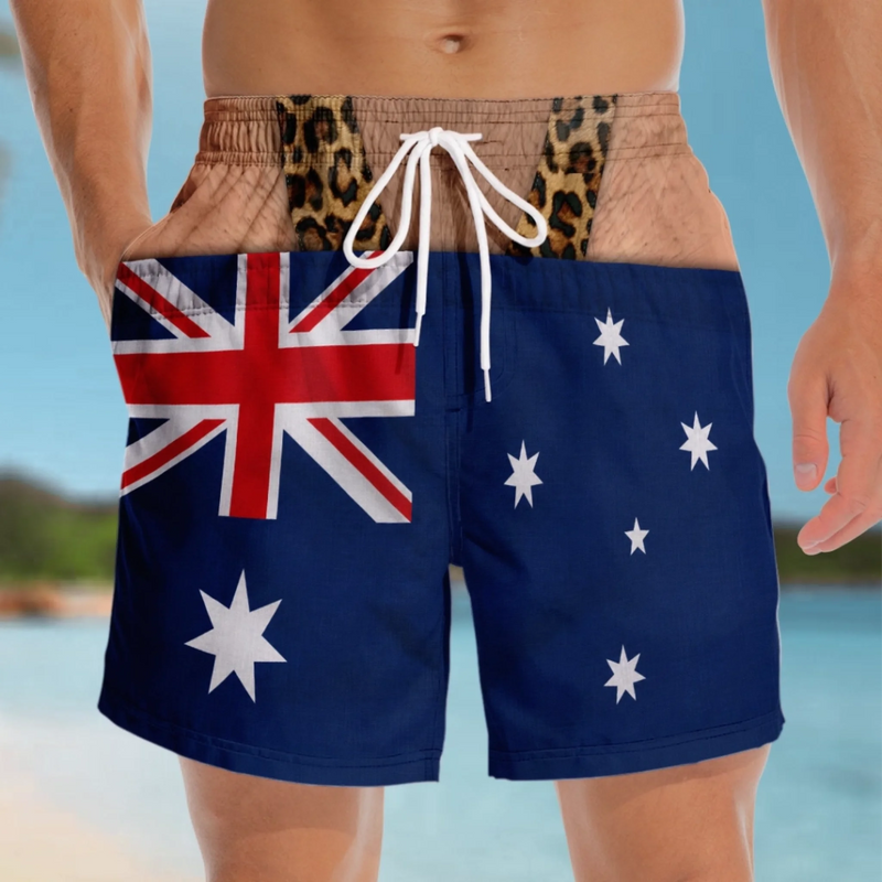 Custom Funny Men Swim Trunks - Personalized Summer Vacation And Travel Gifts For Husband, Son, Grandson, Brother, Grandpa, Dad, Yourself - Wild Beach Energy On Display
