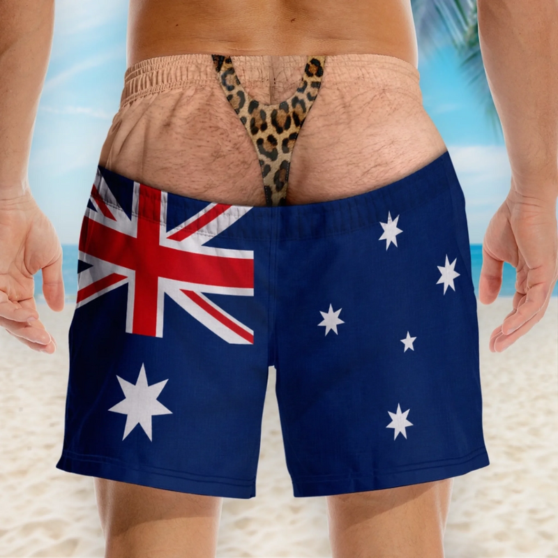 Custom Funny Men Swim Trunks - Personalized Summer Vacation And Travel Gifts For Husband, Son, Grandson, Brother, Grandpa, Dad, Yourself - Wild Beach Energy On Display