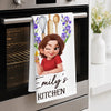 Custom Kitchen Towel - Personalized Birthday Gifts For Wife, Daughter, Besties, Sisters, Granddaughter, Grandma, Mom, Yourself - Cooking With Birth Flower Bliss