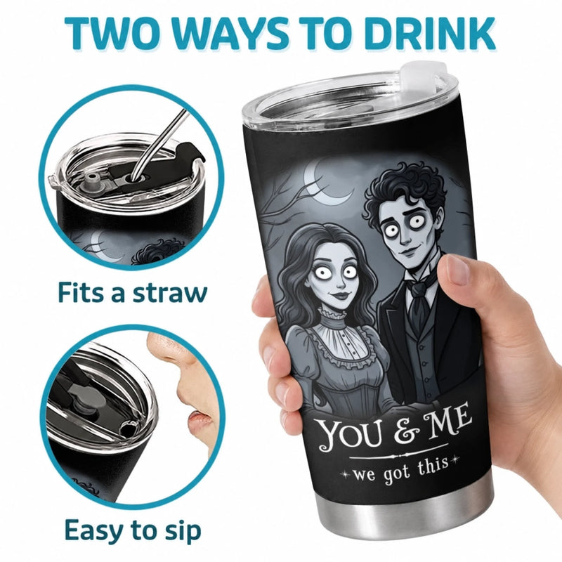 Custom Photo Tumbler - Personalized Halloween Anniversary Wedding Gifts For Husband And Wife, Him And Her - You And Me, Spooky Forever