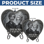 Custom Photo Heart Shaped Stone With Stand - Personalized Halloween Anniversary Wedding Gifts For Husband And Wife, Him And Her - Together Till The Very End