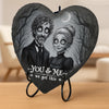 Custom Photo Heart Shaped Stone With Stand - Personalized Halloween Anniversary Wedding Gifts For Husband And Wife, Him And Her - Together Till The Very End