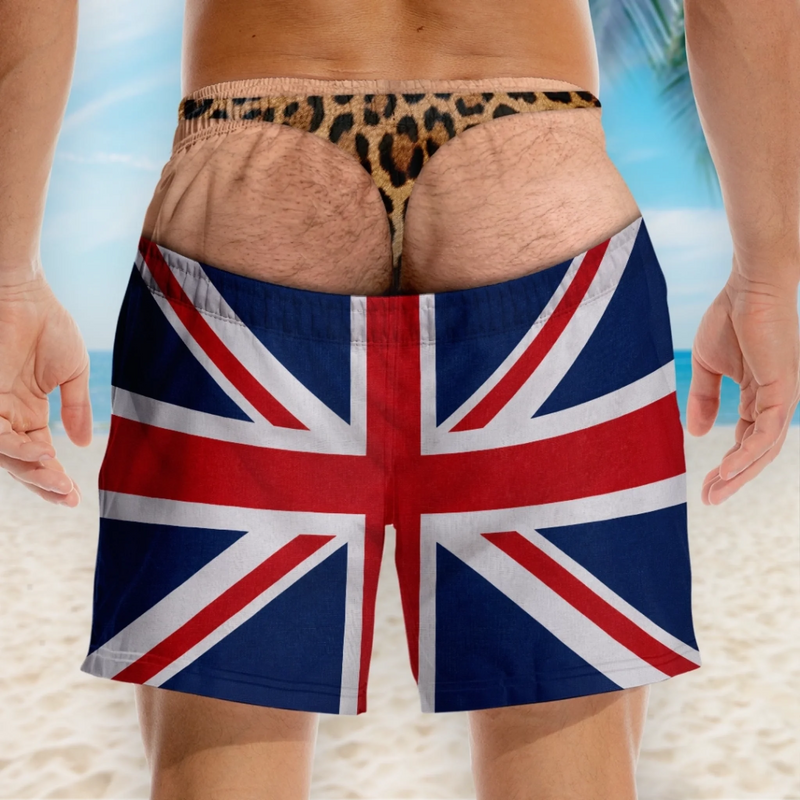 Custom Funny Men Swim Trunks - Personalized Summer Vacation And Travel Gifts For Husband, Son, Grandson, Brother, Grandpa, Dad, Yourself - Handle With Humor