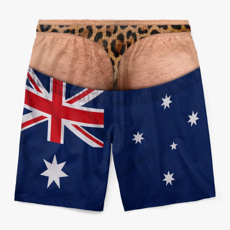 Custom Funny Men Swim Trunks - Personalized Summer Vacation And Travel Gifts For Husband, Son, Grandson, Brother, Grandpa, Dad, Yourself - Caution From Behind