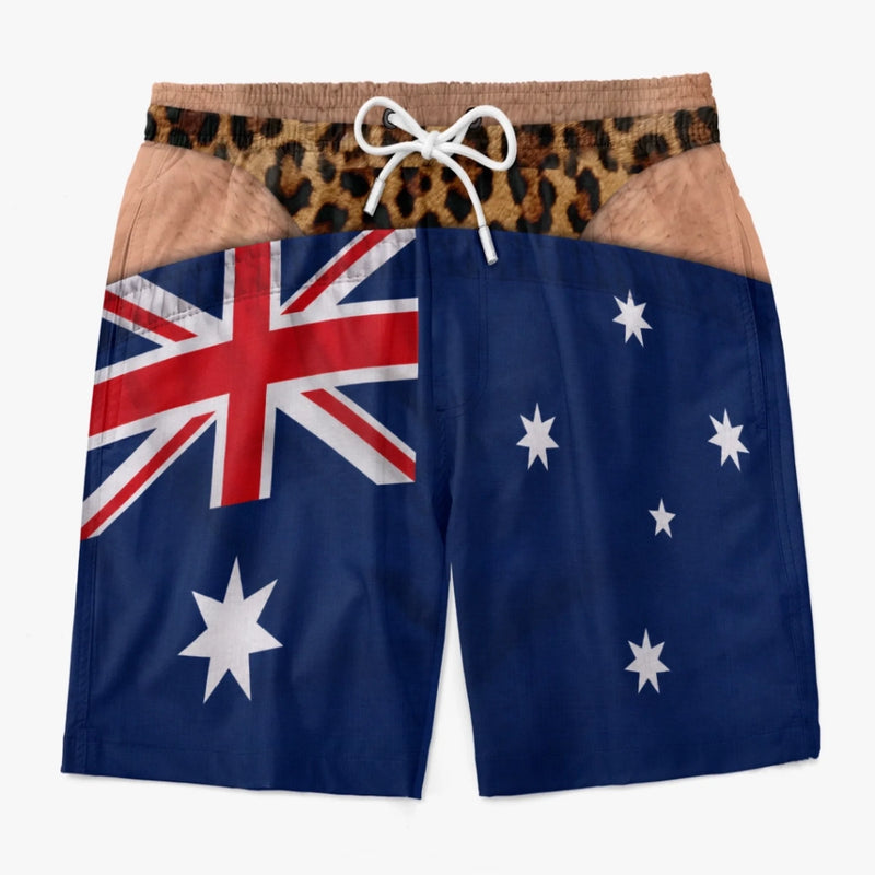 Custom Funny Men Swim Trunks - Personalized Summer Vacation And Travel Gifts For Husband, Son, Grandson, Brother, Grandpa, Dad, Yourself - Caution From Behind