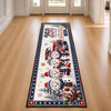 Custom Snowman Runner Rug - Personalized America 250th Anniversary Christmas Gifts For Mom, Dad, Brother, Sister - Festive Patriotic Red Truck Magic