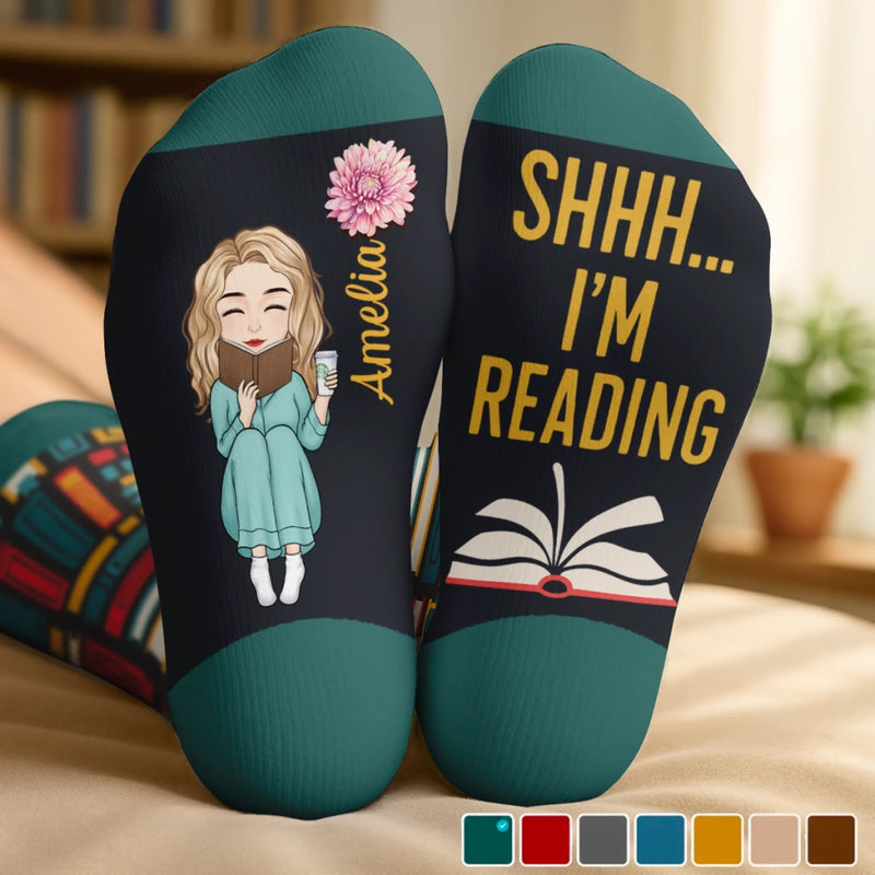Custom Crew Socks - Personalized Bookish Gifts For Book Lovers, Bookworms, Readers - Sweet Cozy Book Reading Time