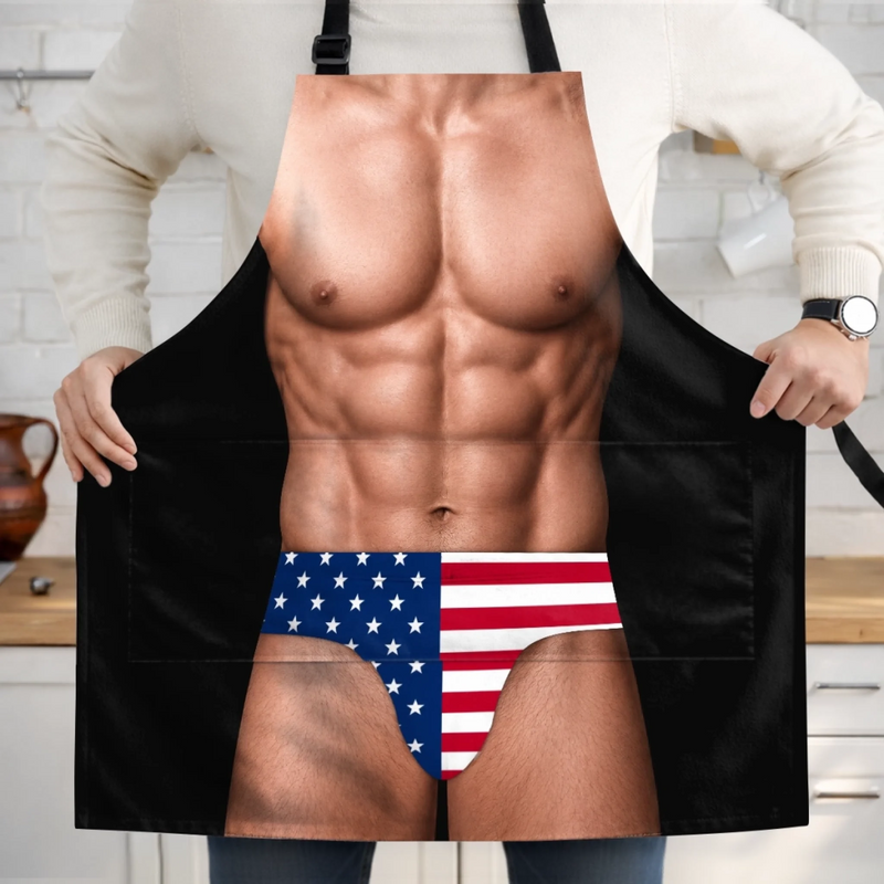 Custom Funny Patriotic Apron With Pocket - Personalized Birthday Gifts For Husband, Son, Grandson, Brother, Grandpa, Dad, Yourself - Meat Me At The Grill