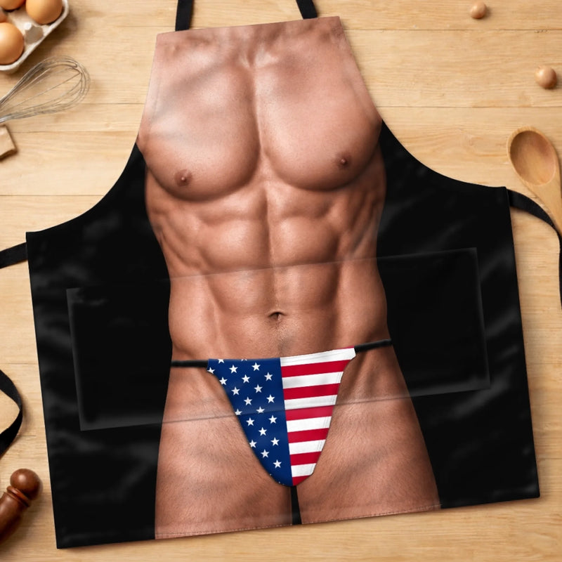 Custom Funny Patriotic Apron With Pocket - Personalized Birthday Gifts For Husband, Son, Grandson, Brother, Grandpa, Dad, Yourself - Grill Now Ask Later